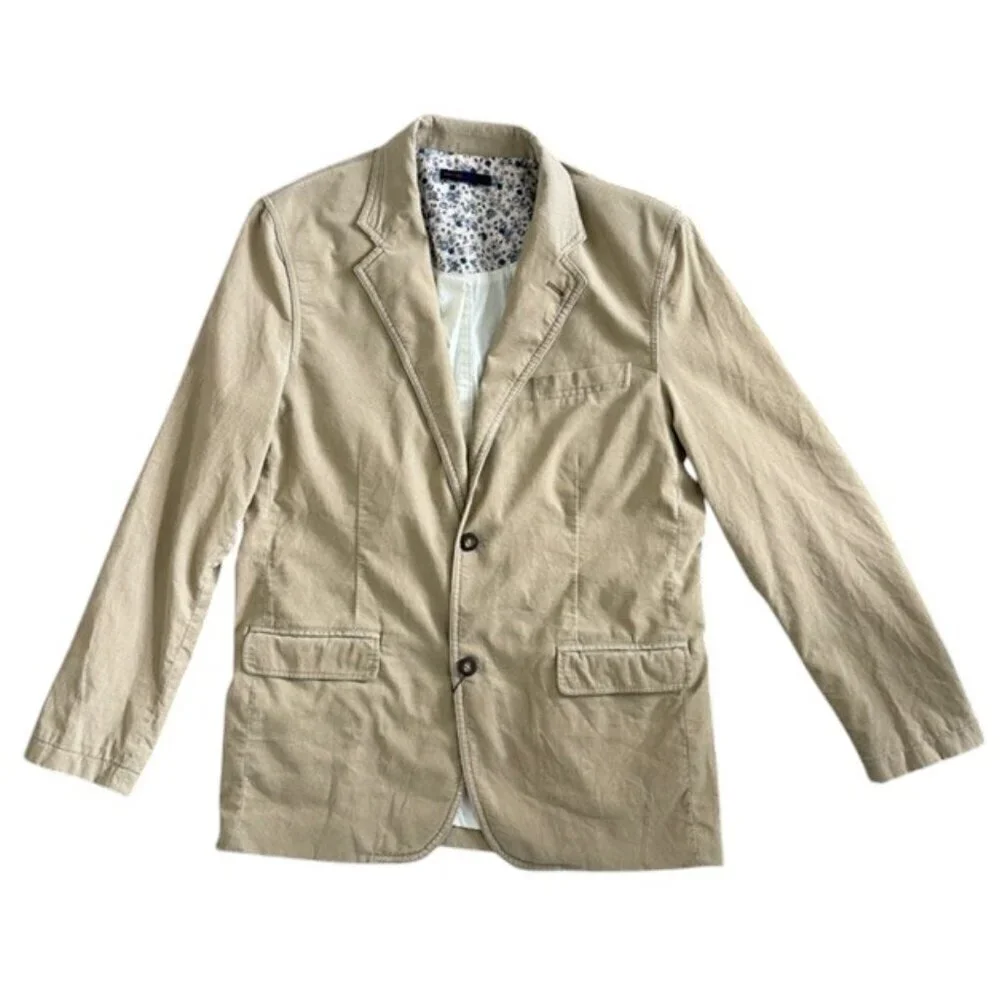 MARC ECKO Khaki Tan Cotton Corduroy Blazer Jacket Large - Picture 3 of 16